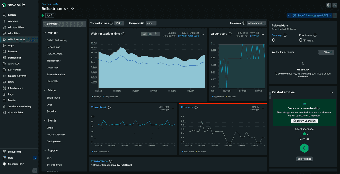 Application reporting errors